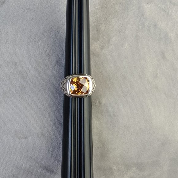 CITRINE STERLING SILVER Square Cut Dot Band Ring - Picture 12 of 15